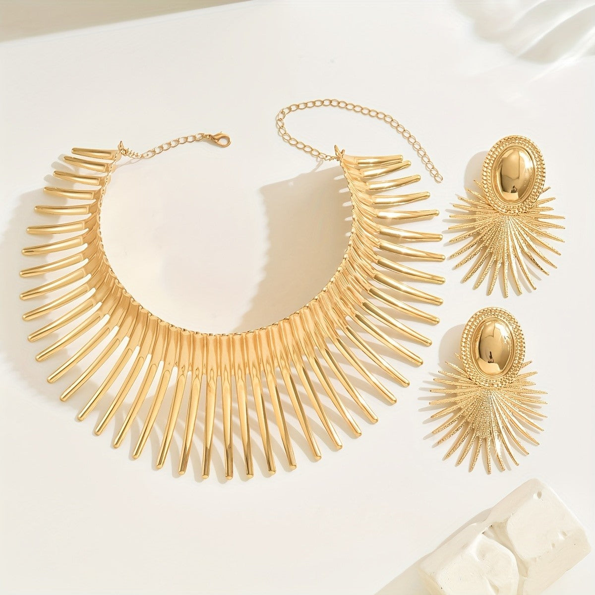 Vintage Sunburst Spike Choker & Earring Set