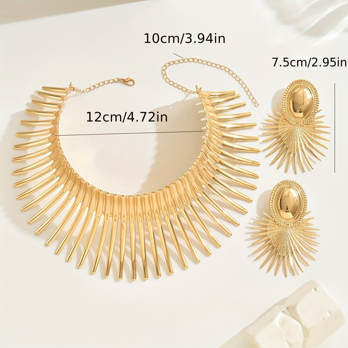 Vintage Sunburst Spike Choker & Earring Set