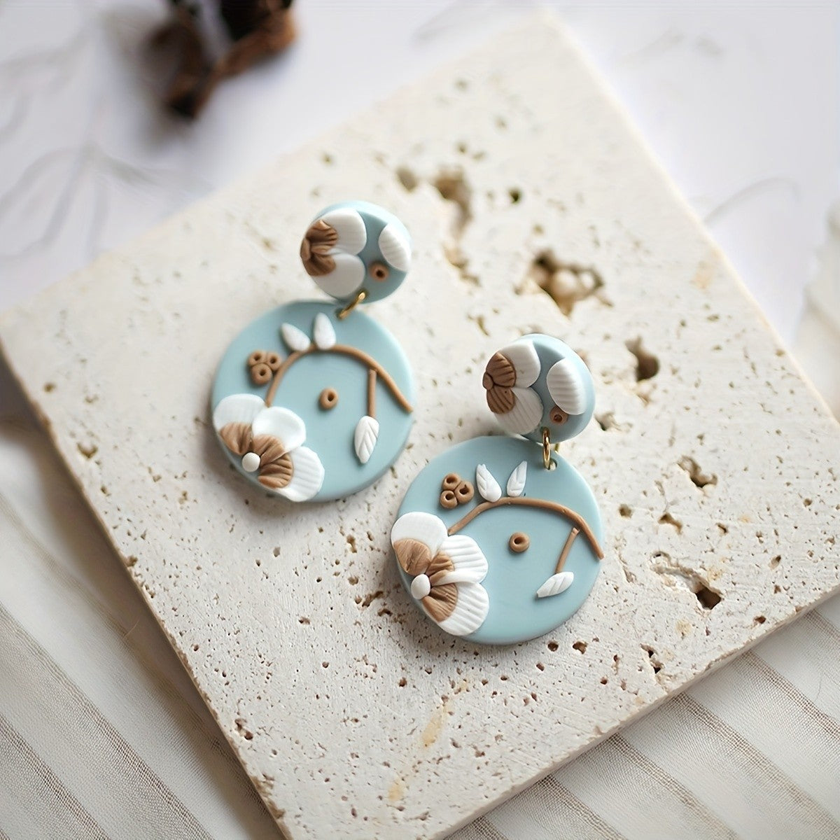Boho Floral Polymer Clay Earrings