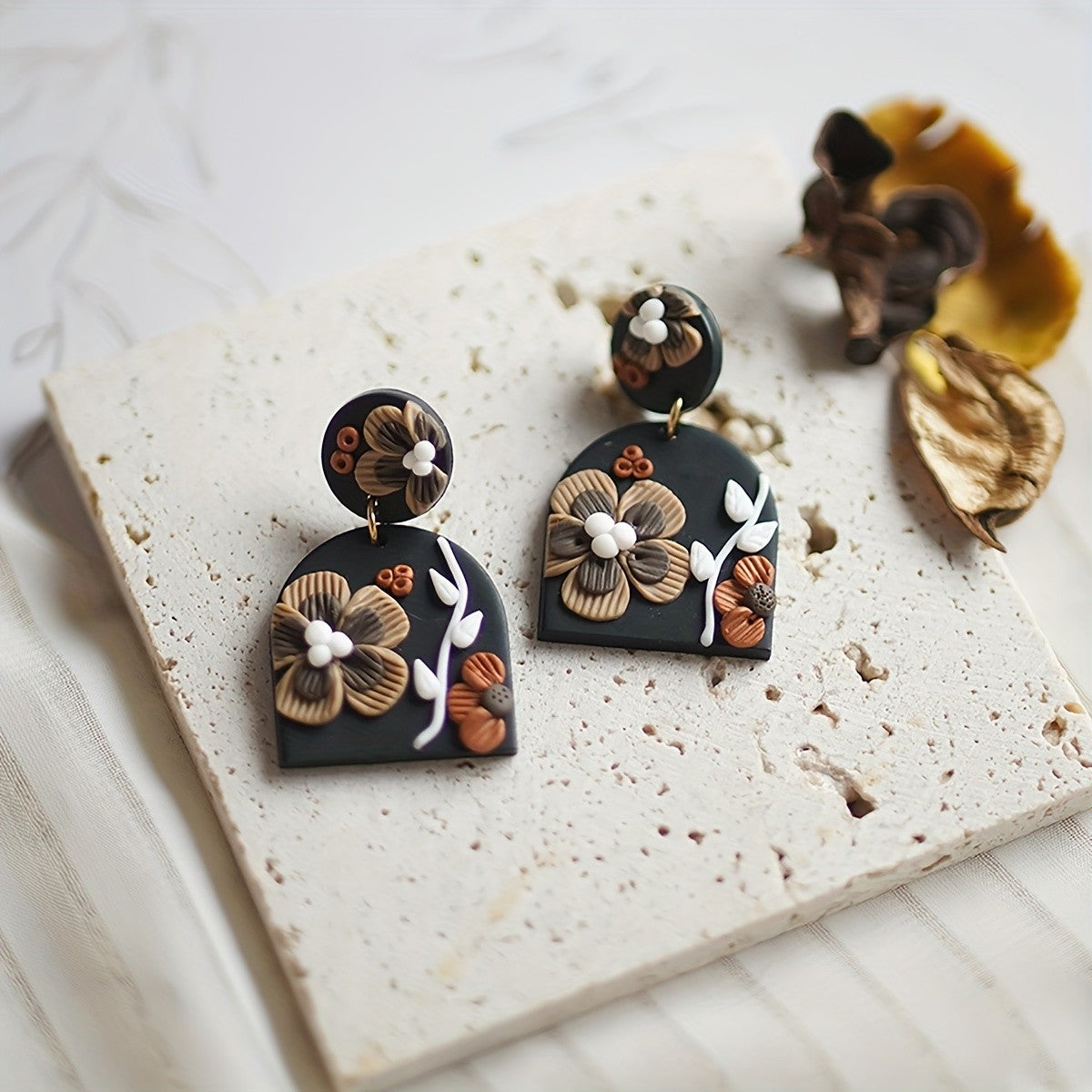 Boho Floral Polymer Clay Earrings