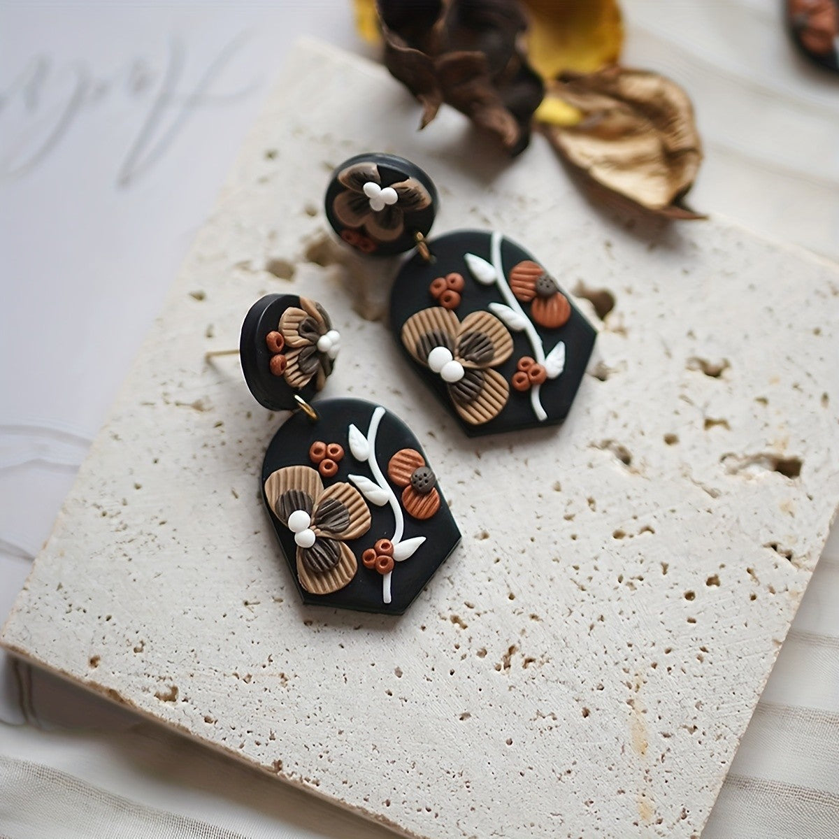 Boho Floral Polymer Clay Earrings