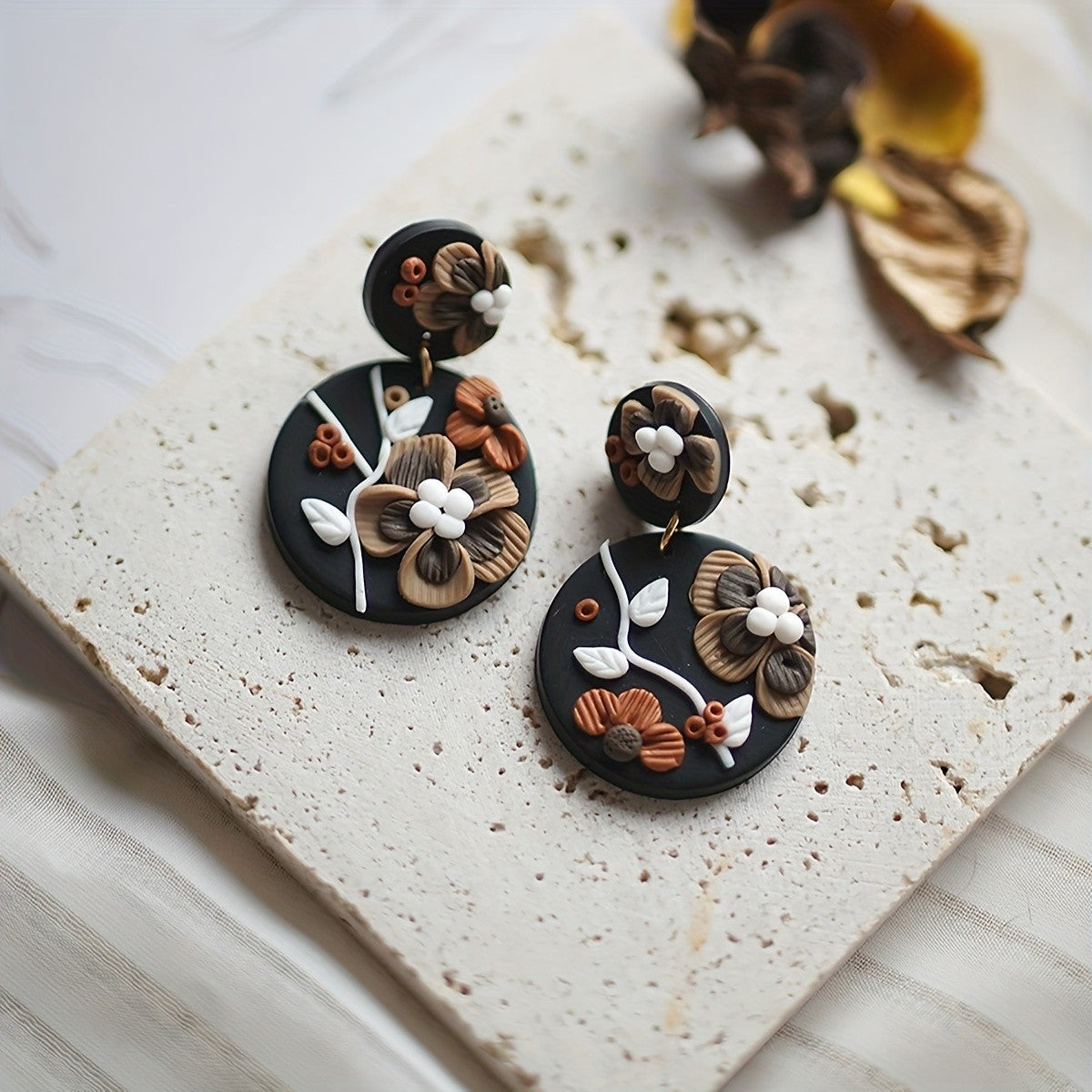 Boho Floral Polymer Clay Earrings