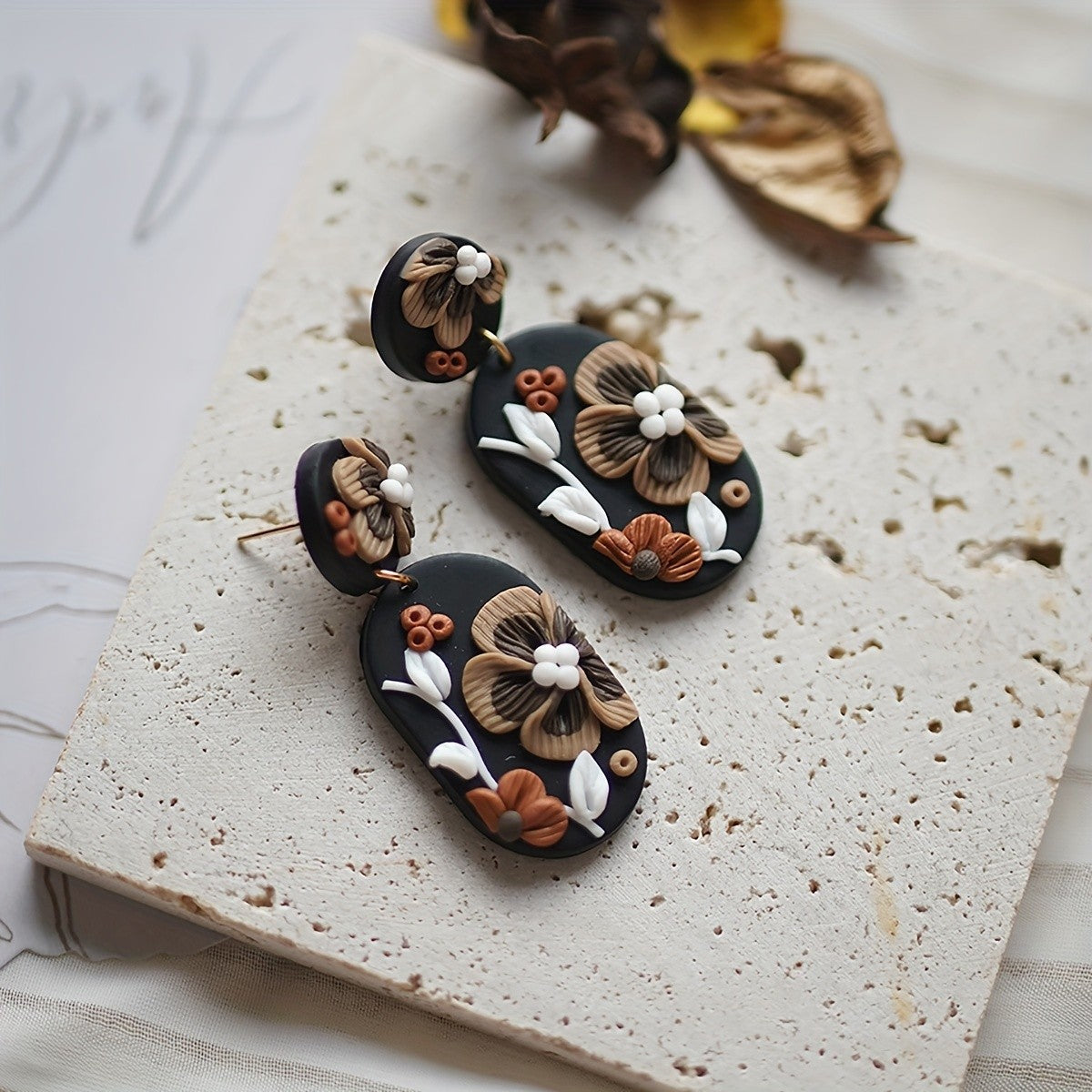 Boho Floral Polymer Clay Earrings