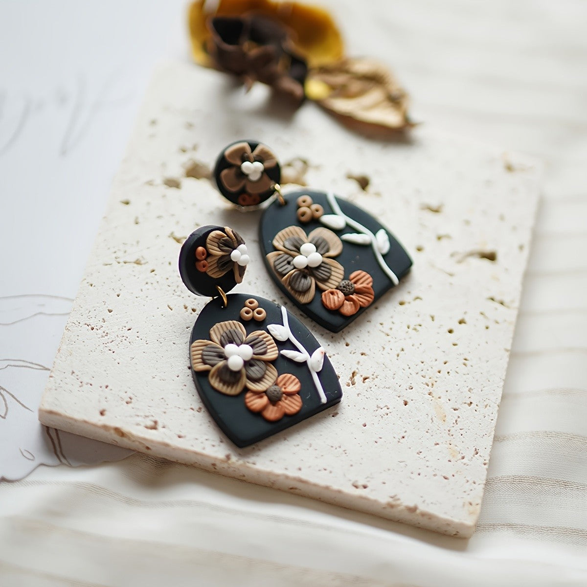 Boho Floral Polymer Clay Earrings