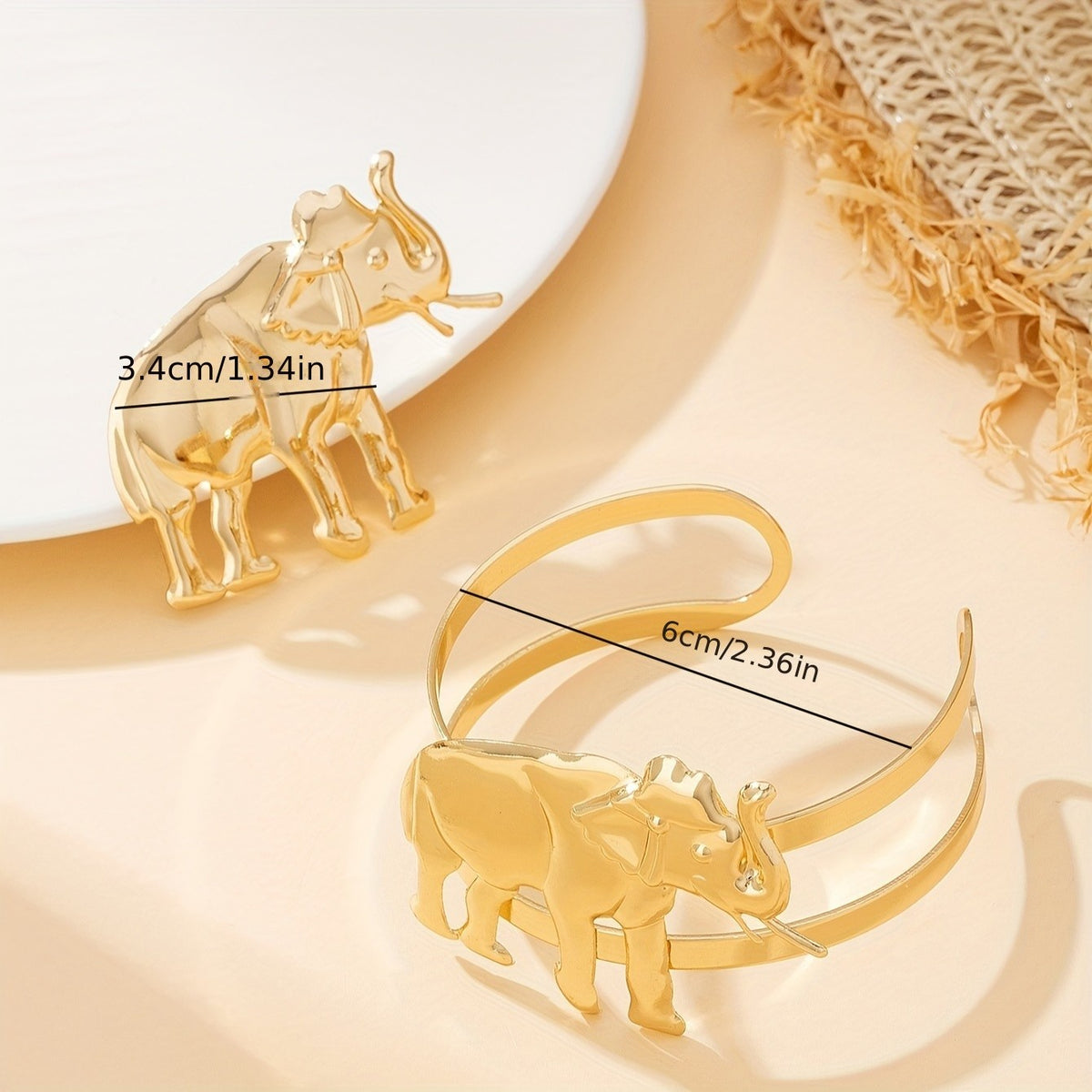 Vintage Inspired Elephant Ring And Bracelet Set
