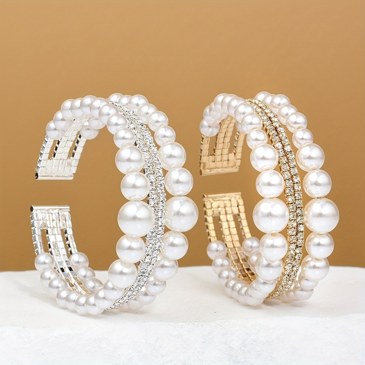 Elegant Multi-Layer Pearl Cuff Bracelet