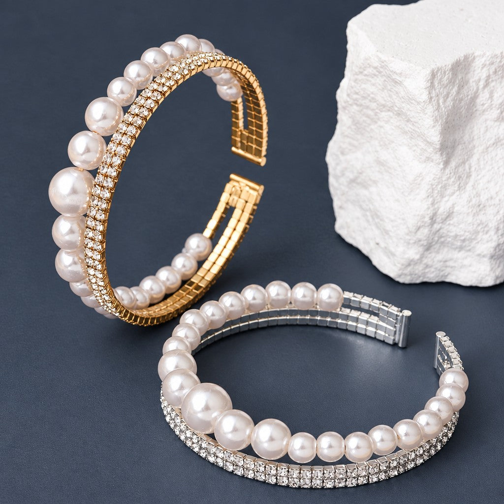 Elegant Multi-Layer Pearl Cuff Bracelet