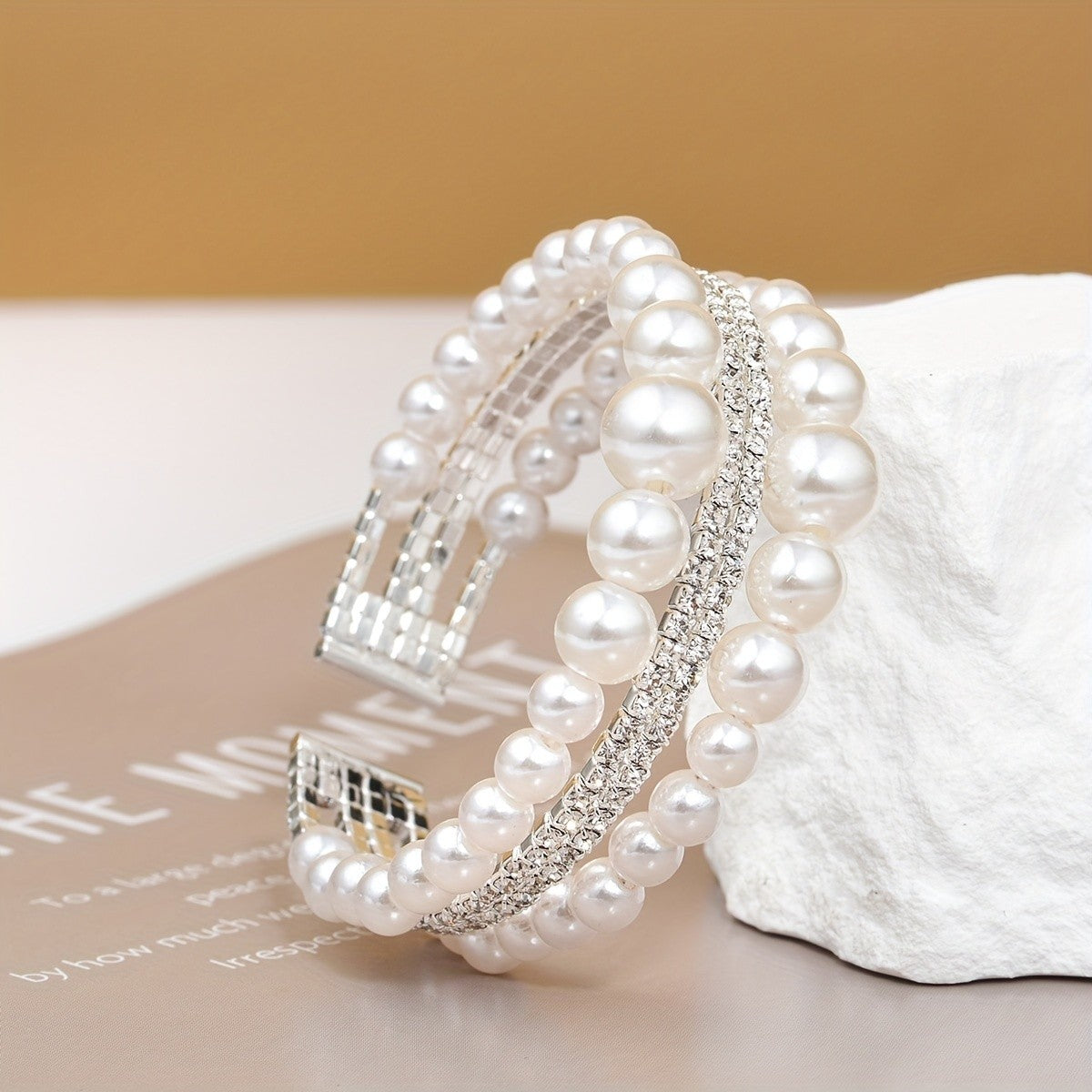 Elegant Multi-Layer Pearl Cuff Bracelet