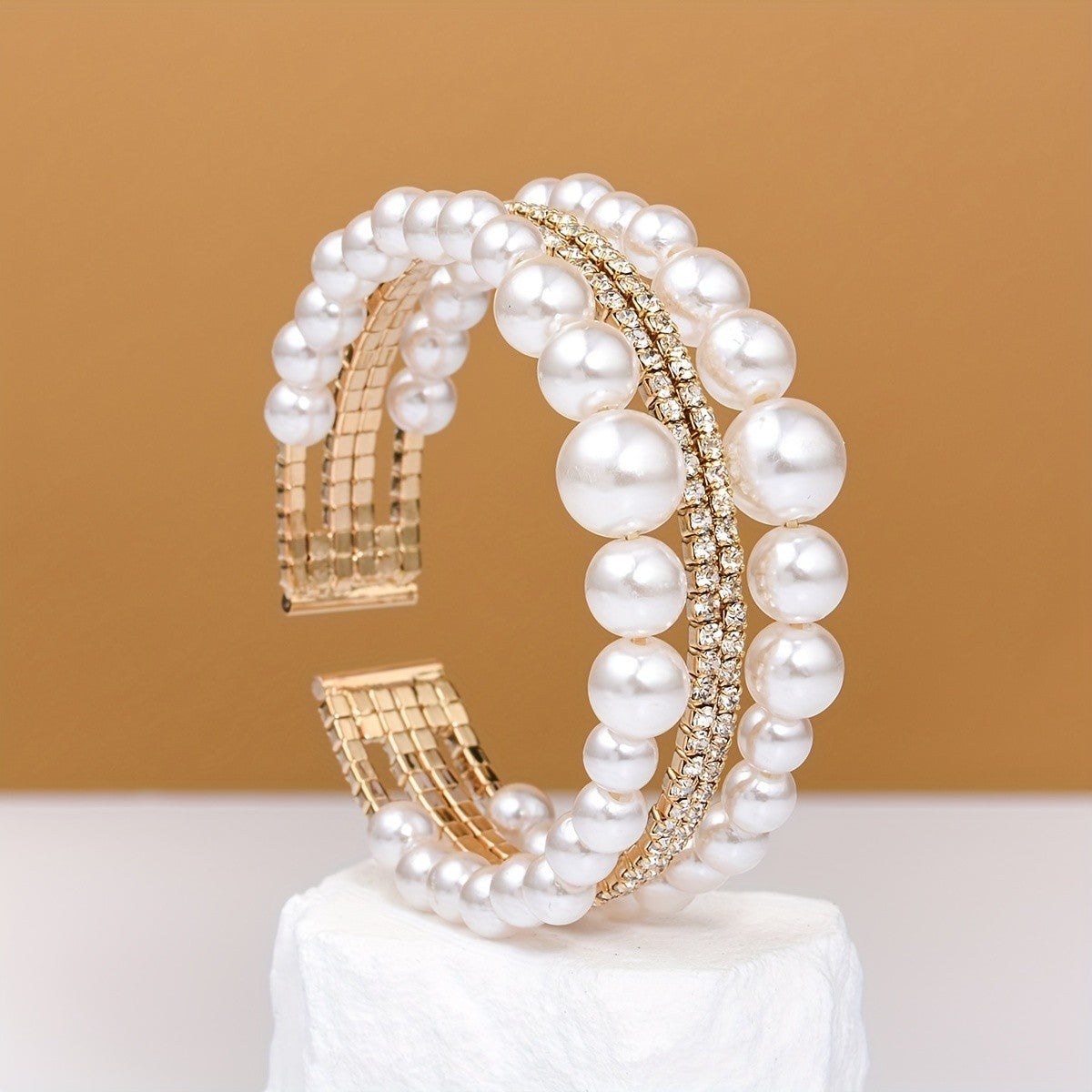 Elegant Multi-Layer Pearl Cuff Bracelet