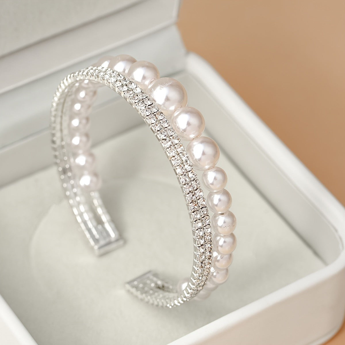 Elegant Multi-Layer Pearl Cuff Bracelet
