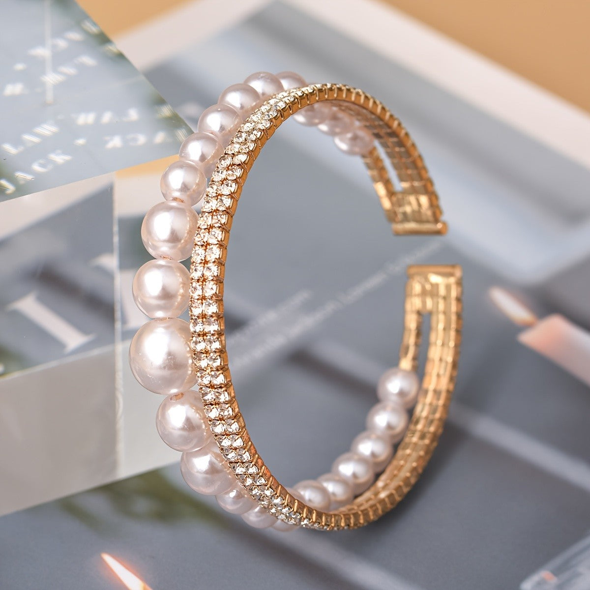 Elegant Multi-Layer Pearl Cuff Bracelet