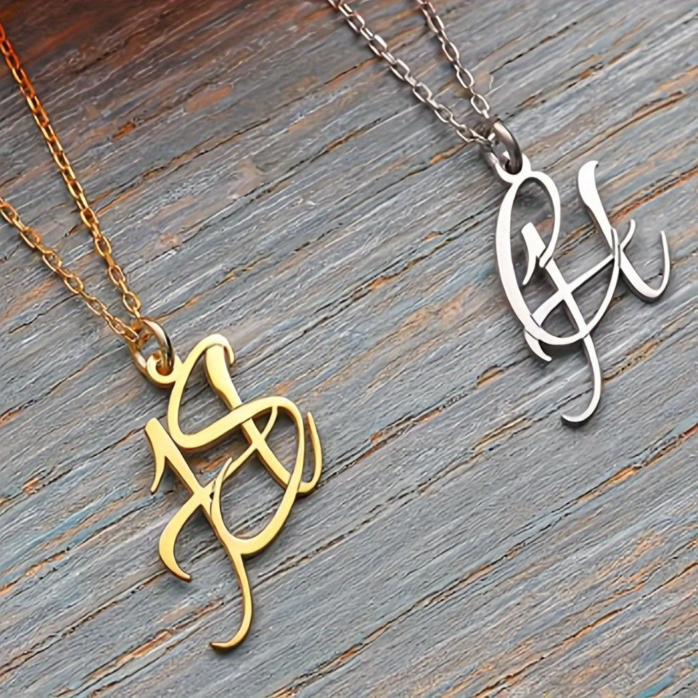 18k Elegant Script Initial Necklace