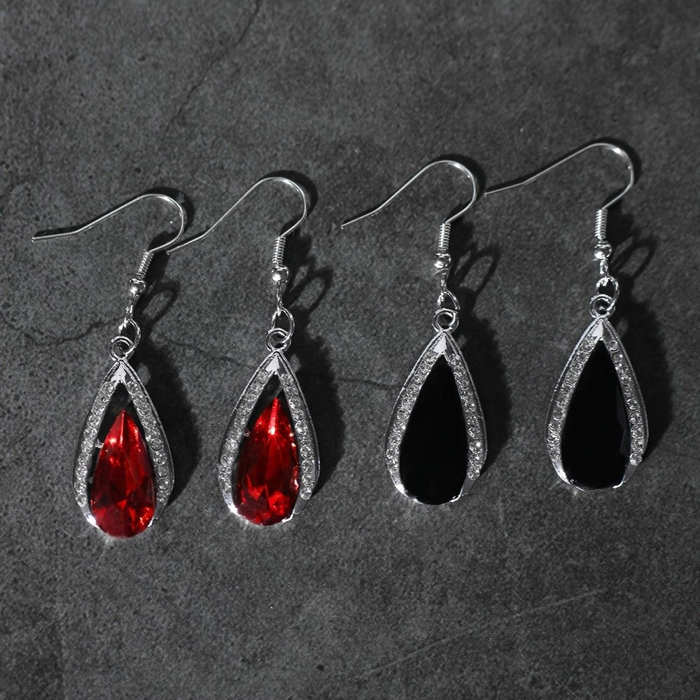 Romantic Red Teardrop Crystal Dangle Earrings