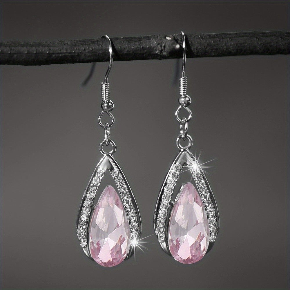 Romantic Red Teardrop Crystal Dangle Earrings