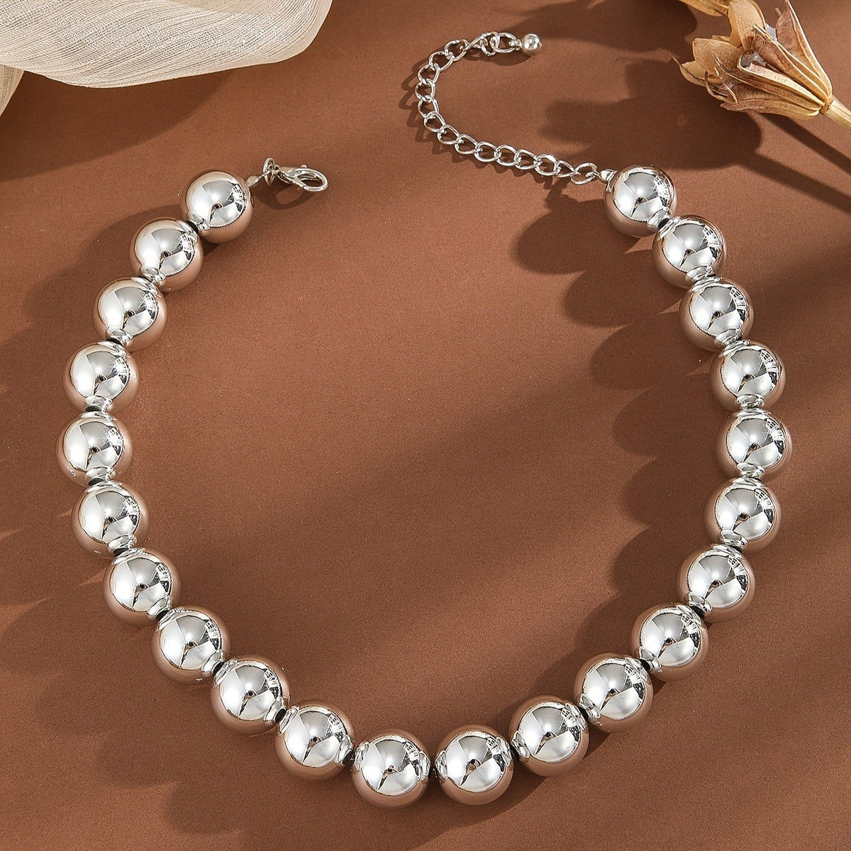 Elegant Golden Sphere Bead Choker Necklace