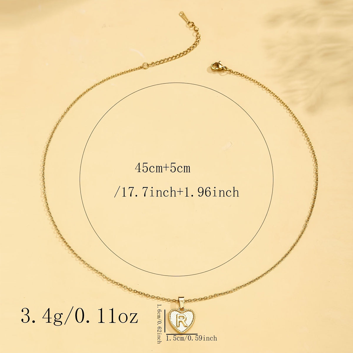 18k Elegant Textured Heart Initial Necklace
