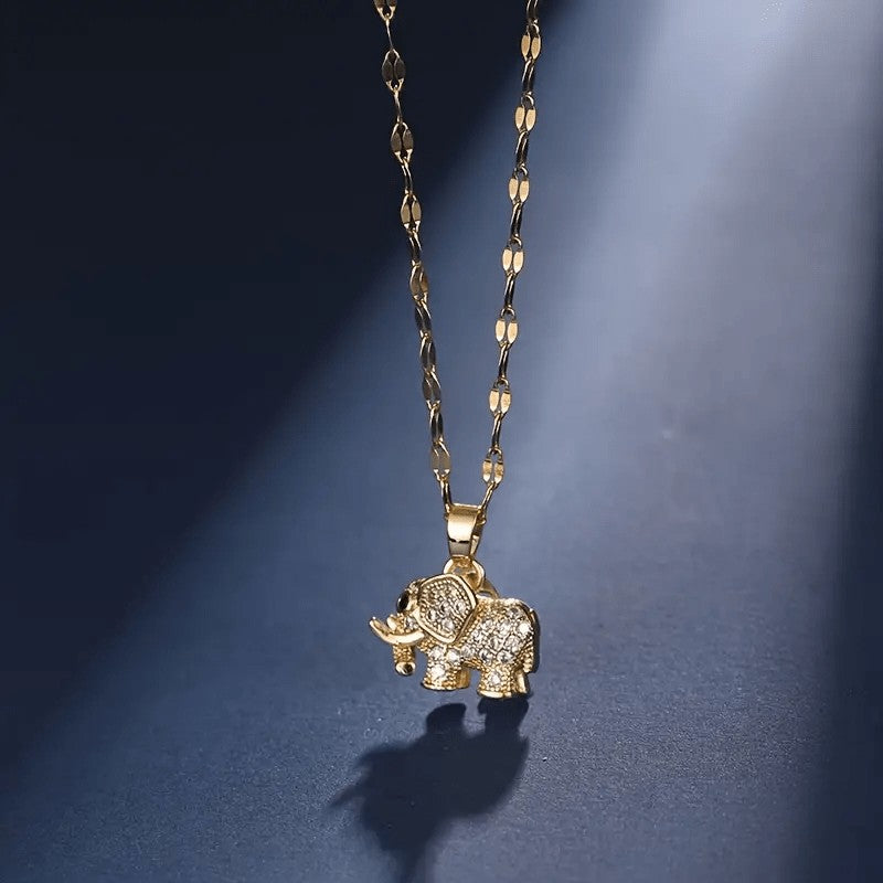 18k Dainty Elephant Pendant Necklace