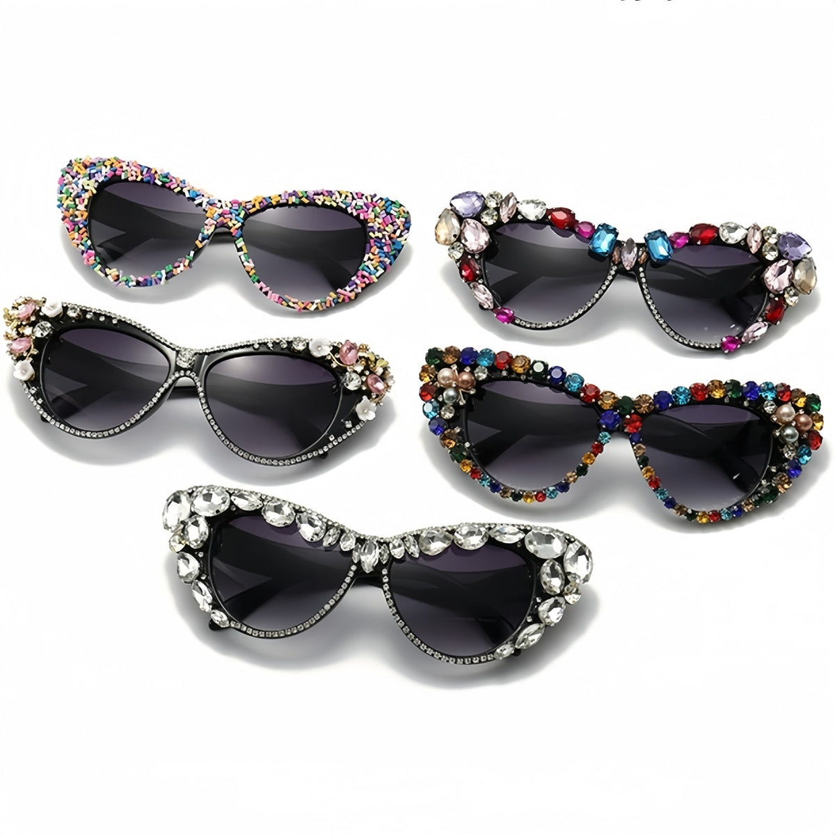 Classy Multicolor Gem Cat Eye Sunglasses