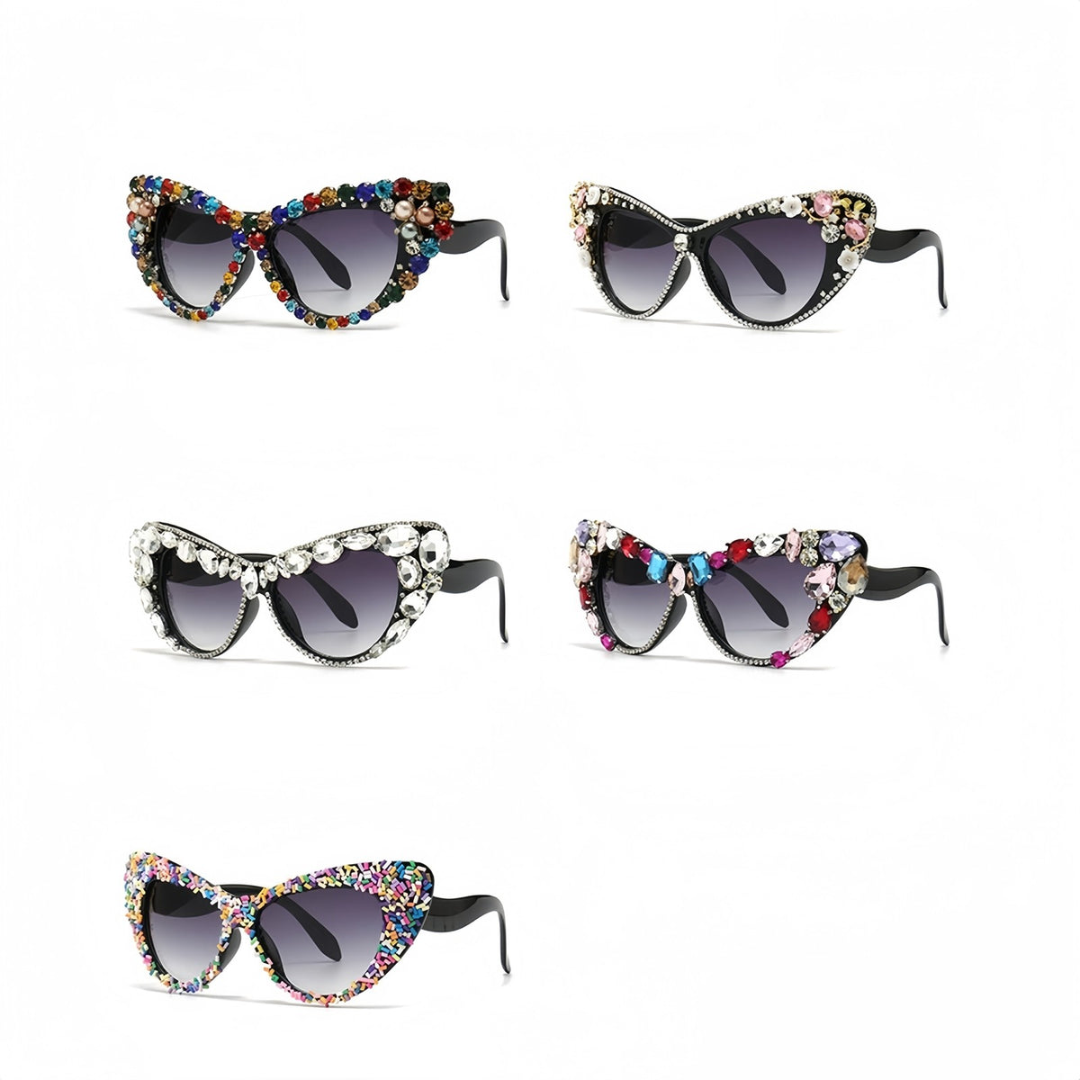 Classy Multicolor Gem Cat Eye Sunglasses