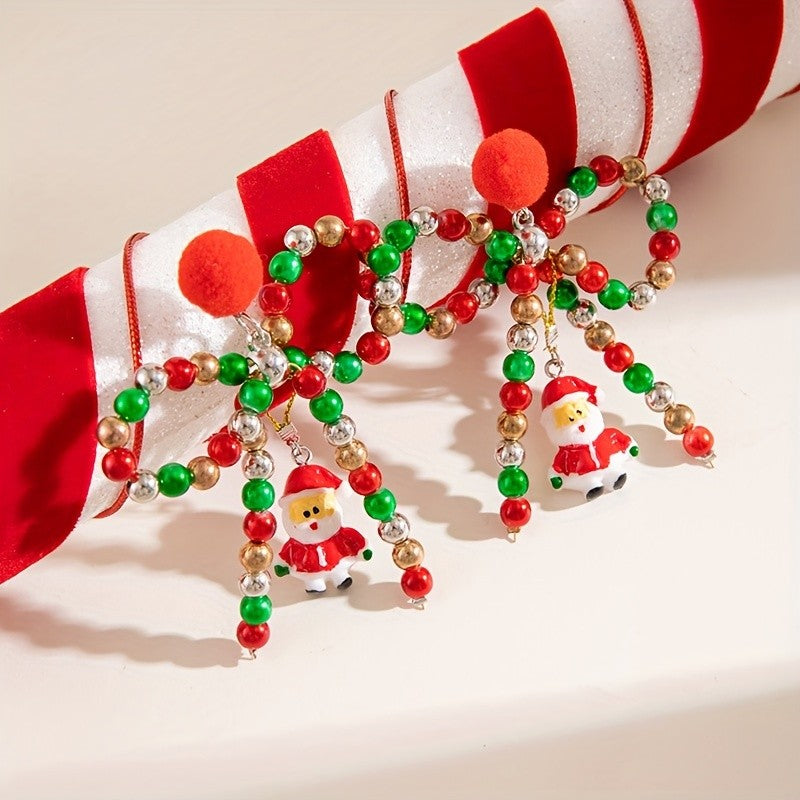 Festive Santa Bow Drop Earrings