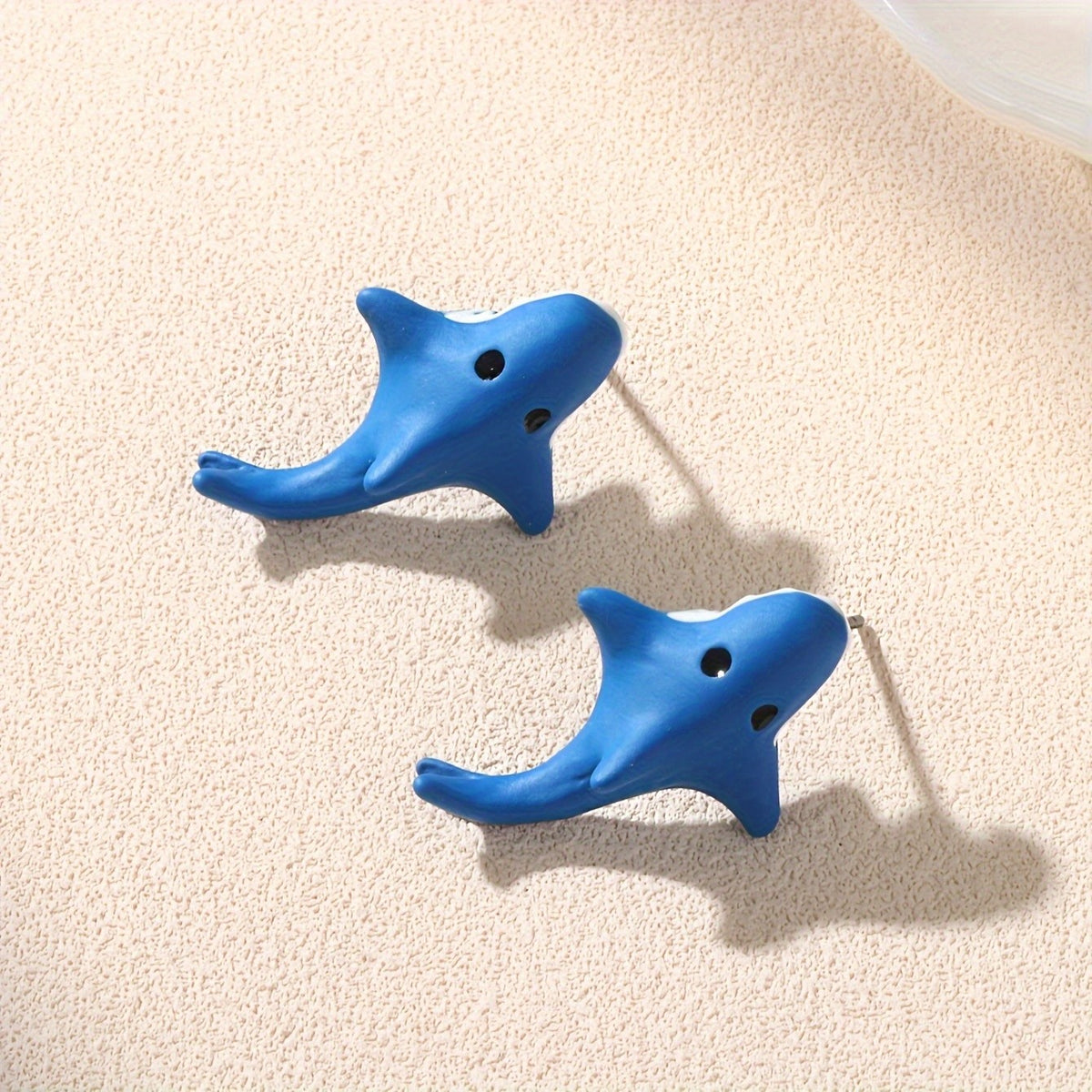 Cute Blue Shark Stud Earrings