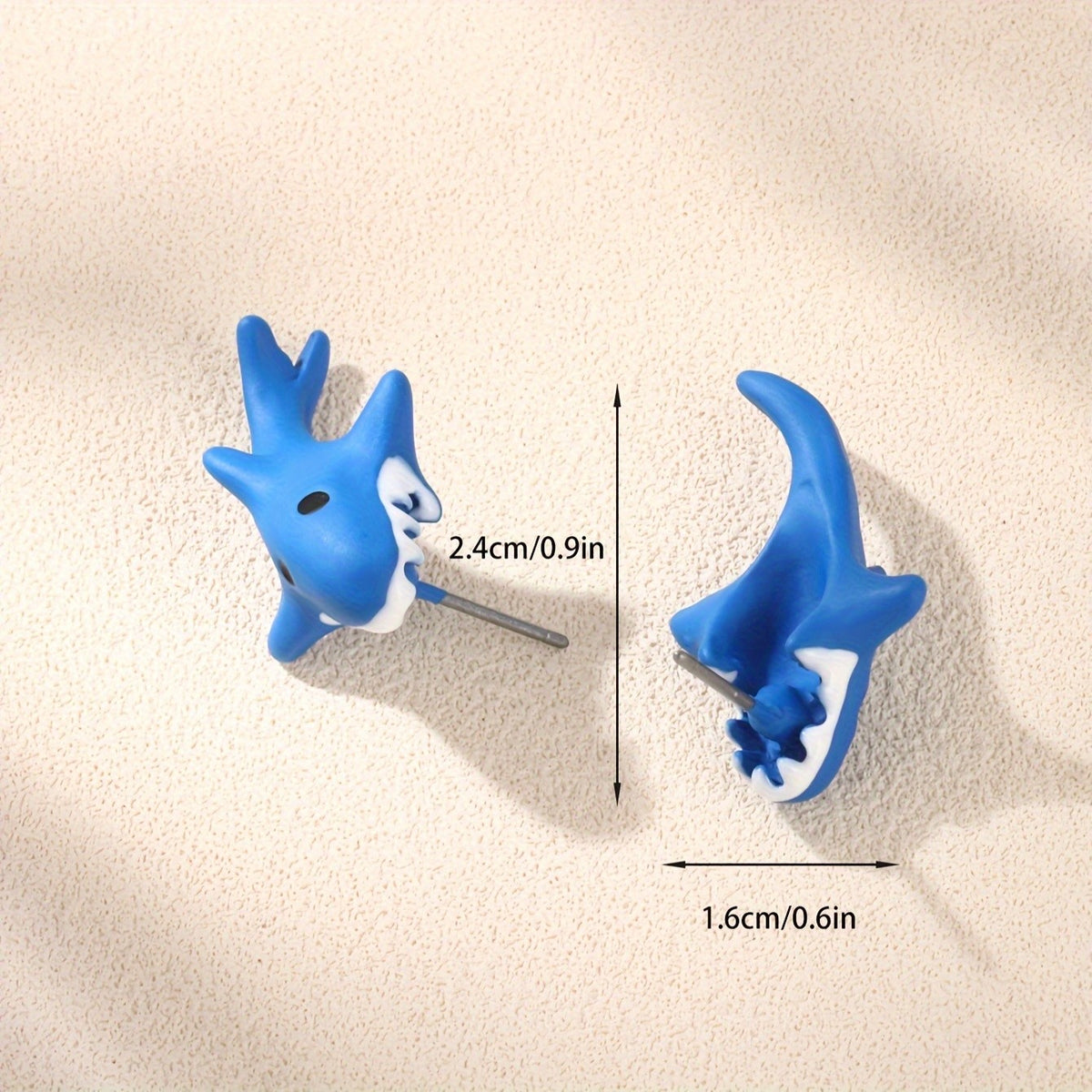 Cute Blue Shark Stud Earrings