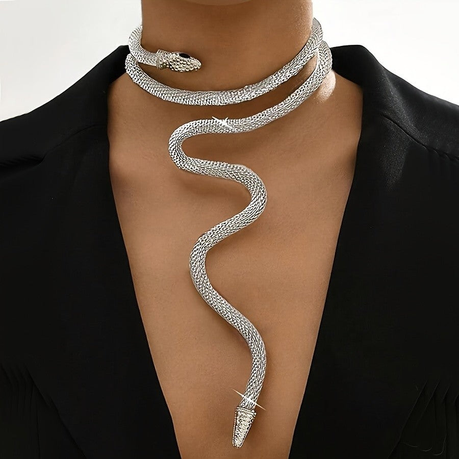 Statement Serpent Mesh Choker Necklace