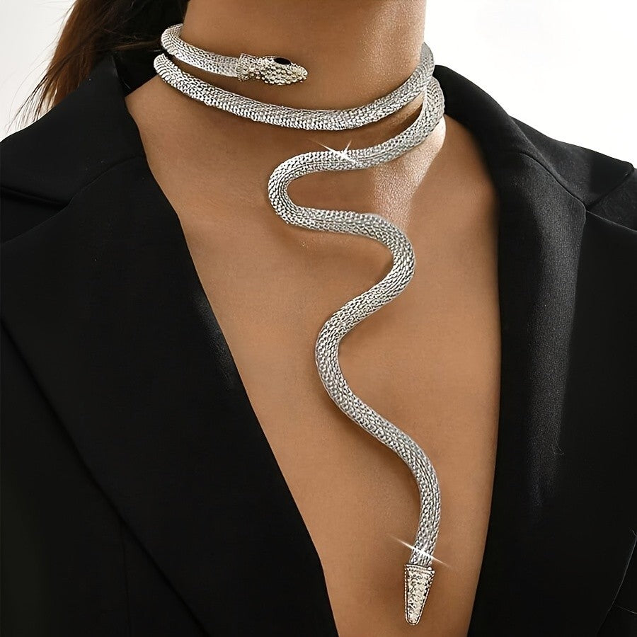 Statement Serpent Mesh Choker Necklace