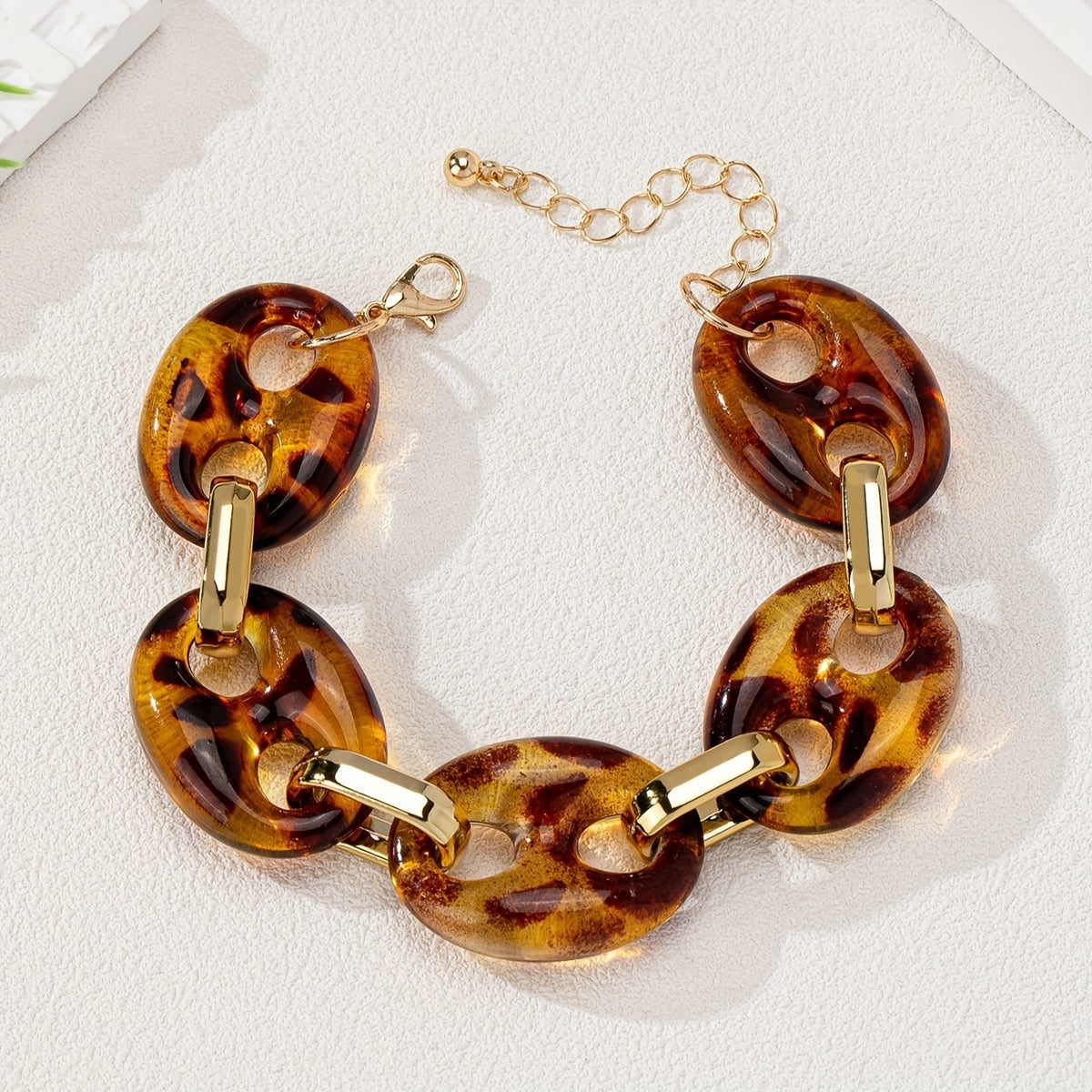 Boho Leopard Acrylic Link Bracelet