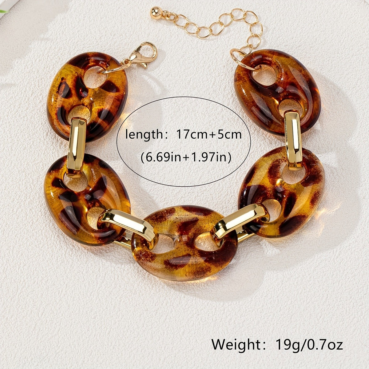 Boho Leopard Acrylic Link Bracelet