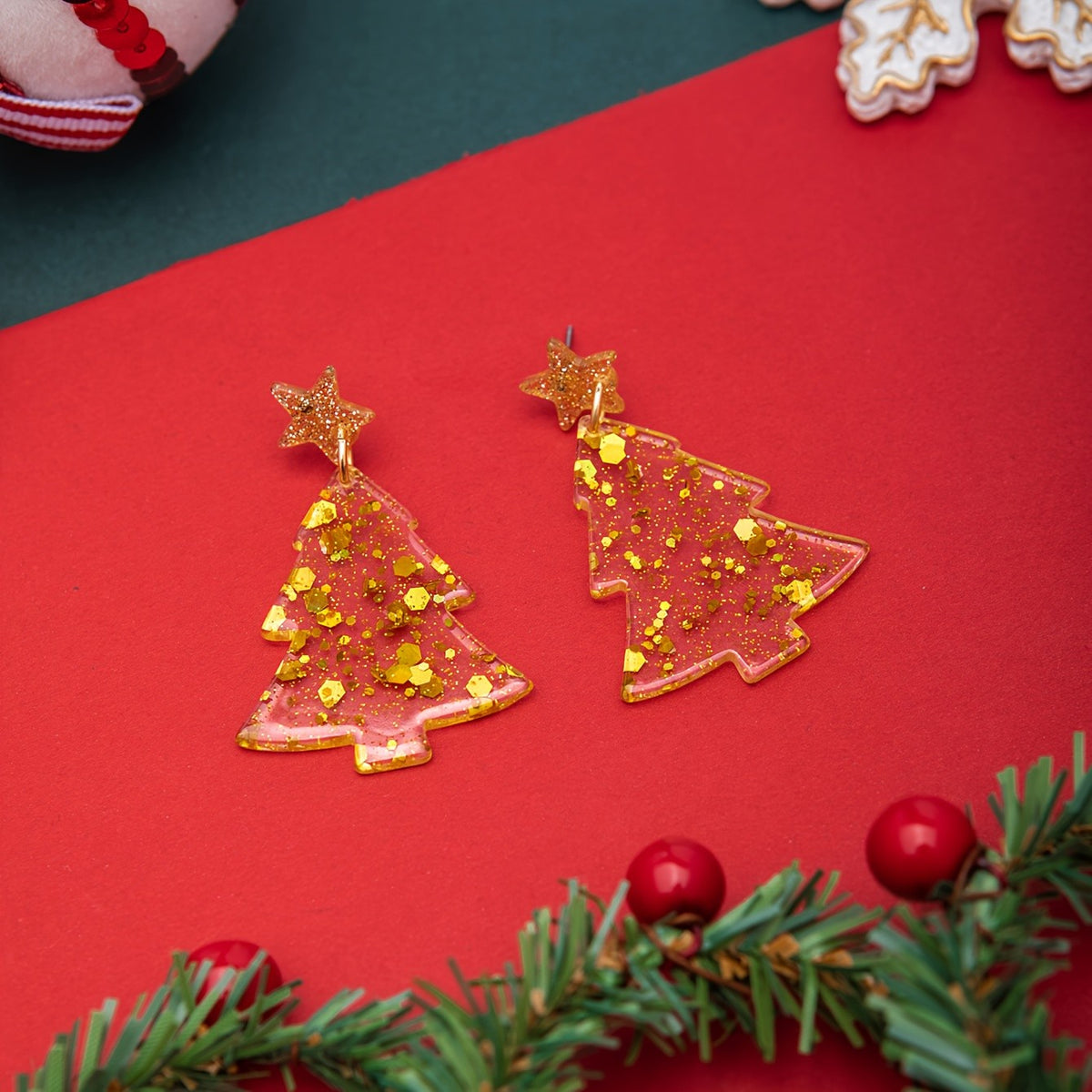 Festive Confetti Christmas Tree Earrings