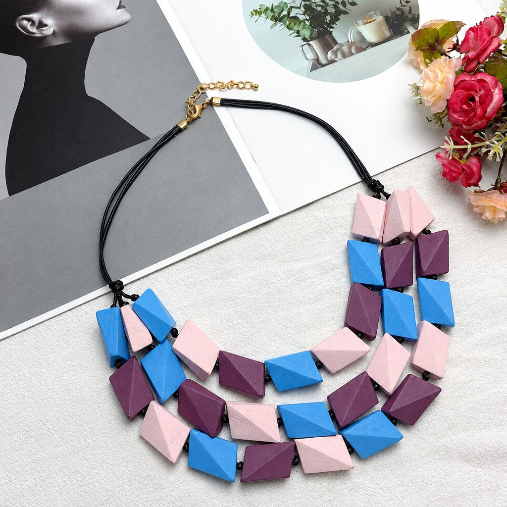 Boho Geometric Block Statement Necklace