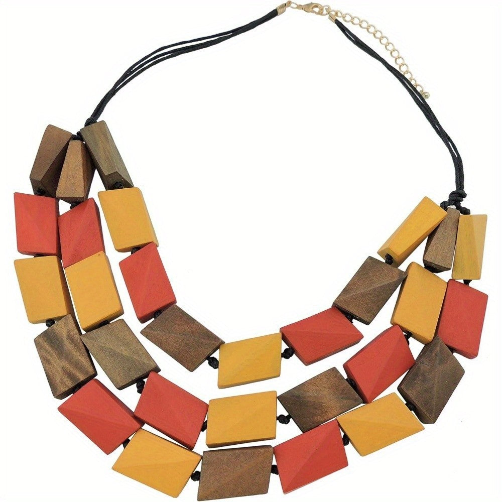 Boho Geometric Block Statement Necklace