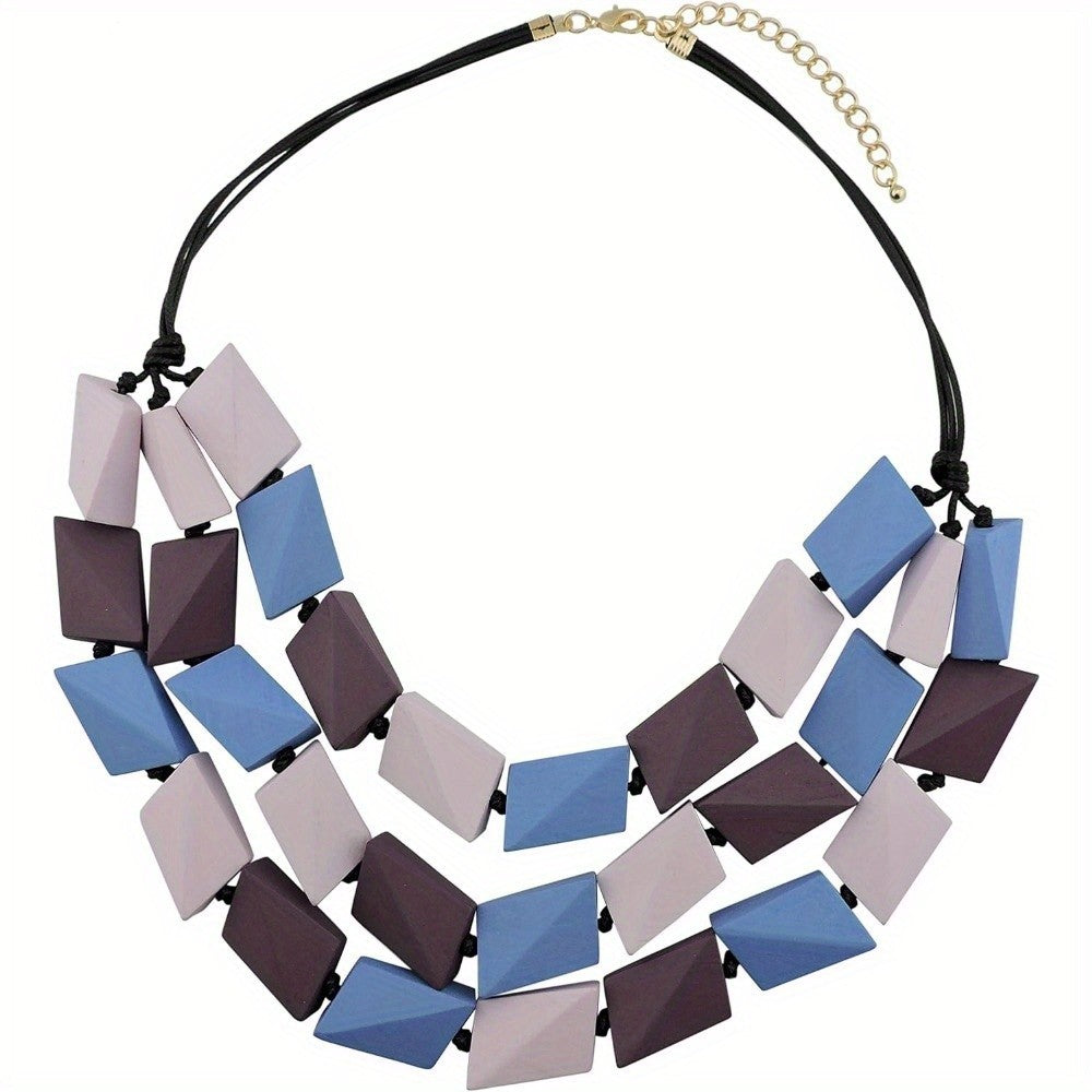Boho Geometric Block Statement Necklace