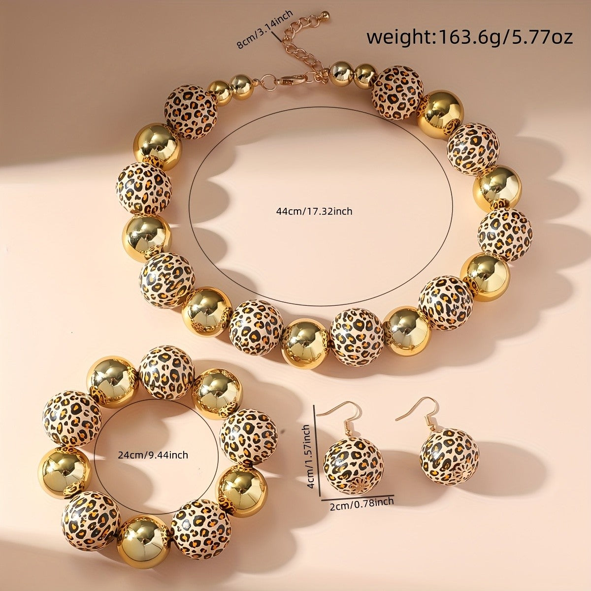 Vintage Leopard Print Bead Jewelry Set