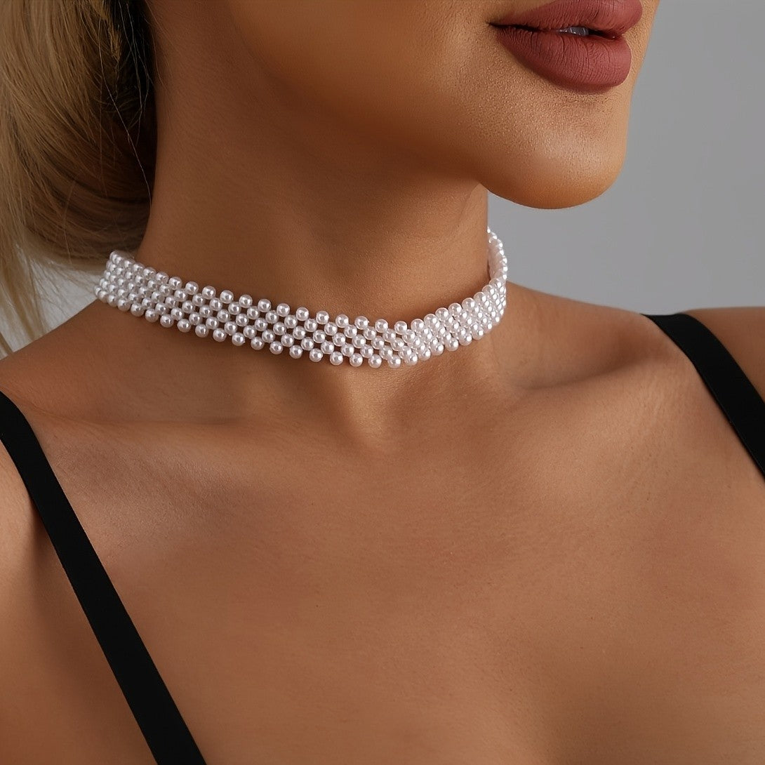 Elegant Multi-Strand Pearl Choker Necklace