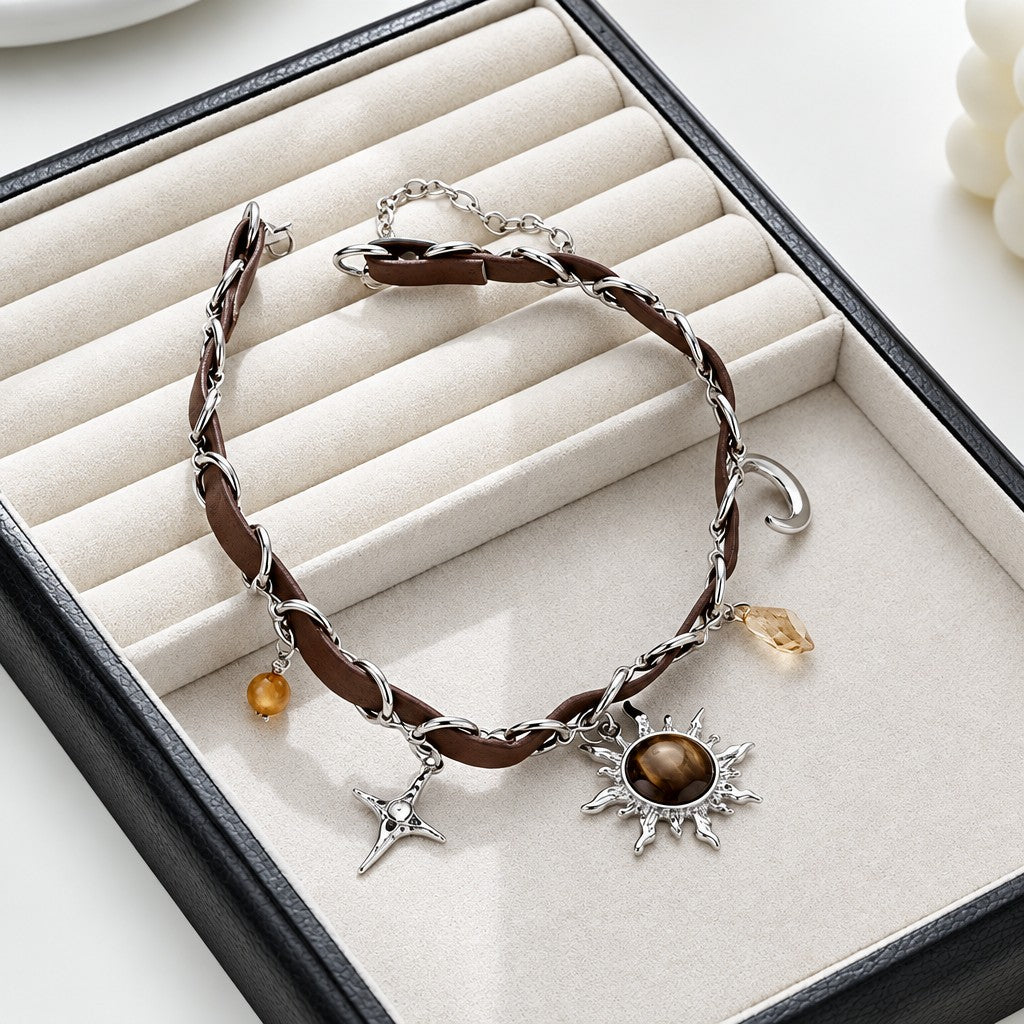 Boho Sun Moon Star Choker Necklace
