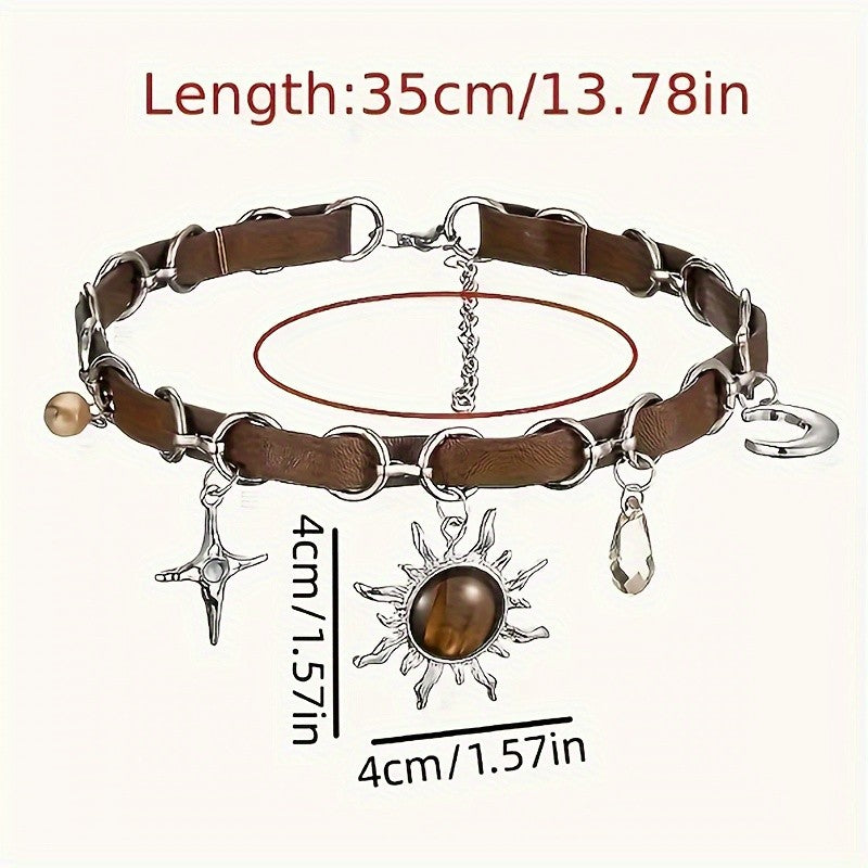 Boho Sun Moon Star Choker Necklace