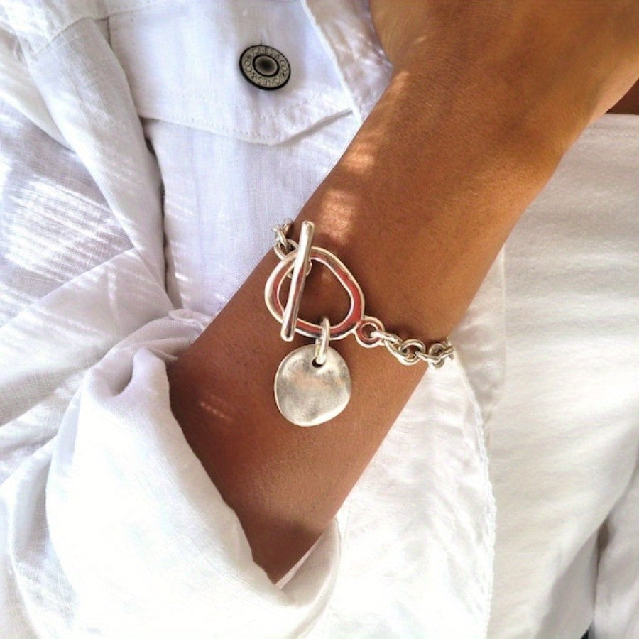 Classy Asymmetric Toggle Disc Bracelet