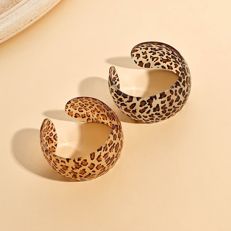 Boho Leopard Print Open Cuff Bracelet