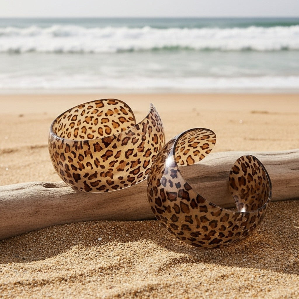 Boho Leopard Print Open Cuff Bracelet