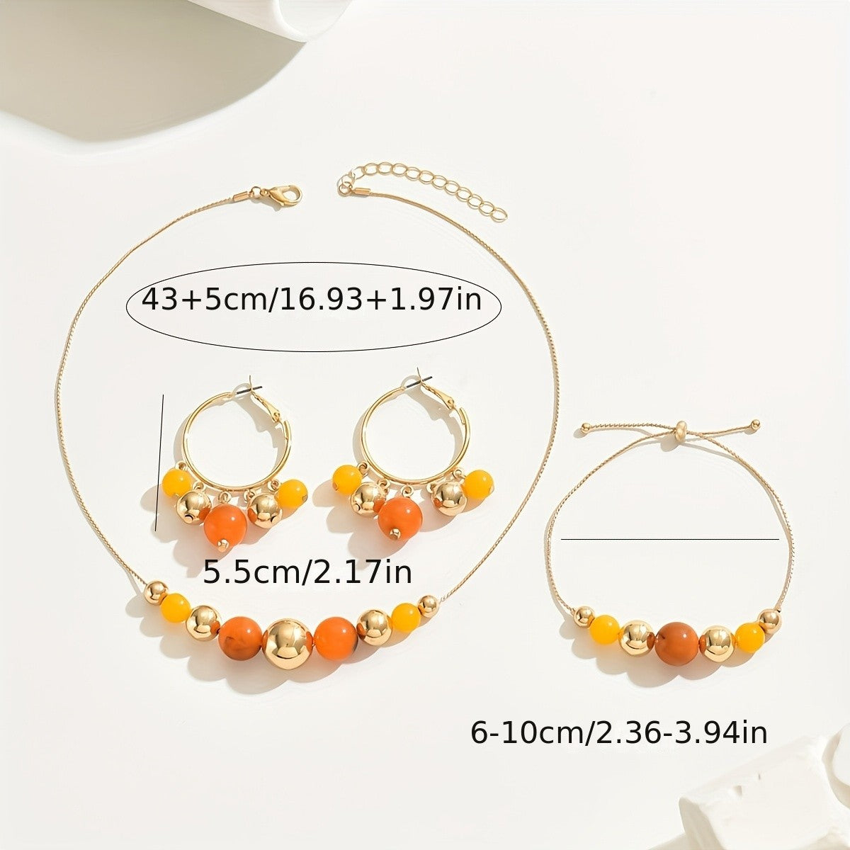 Boho Amber Bead Jewelry Set