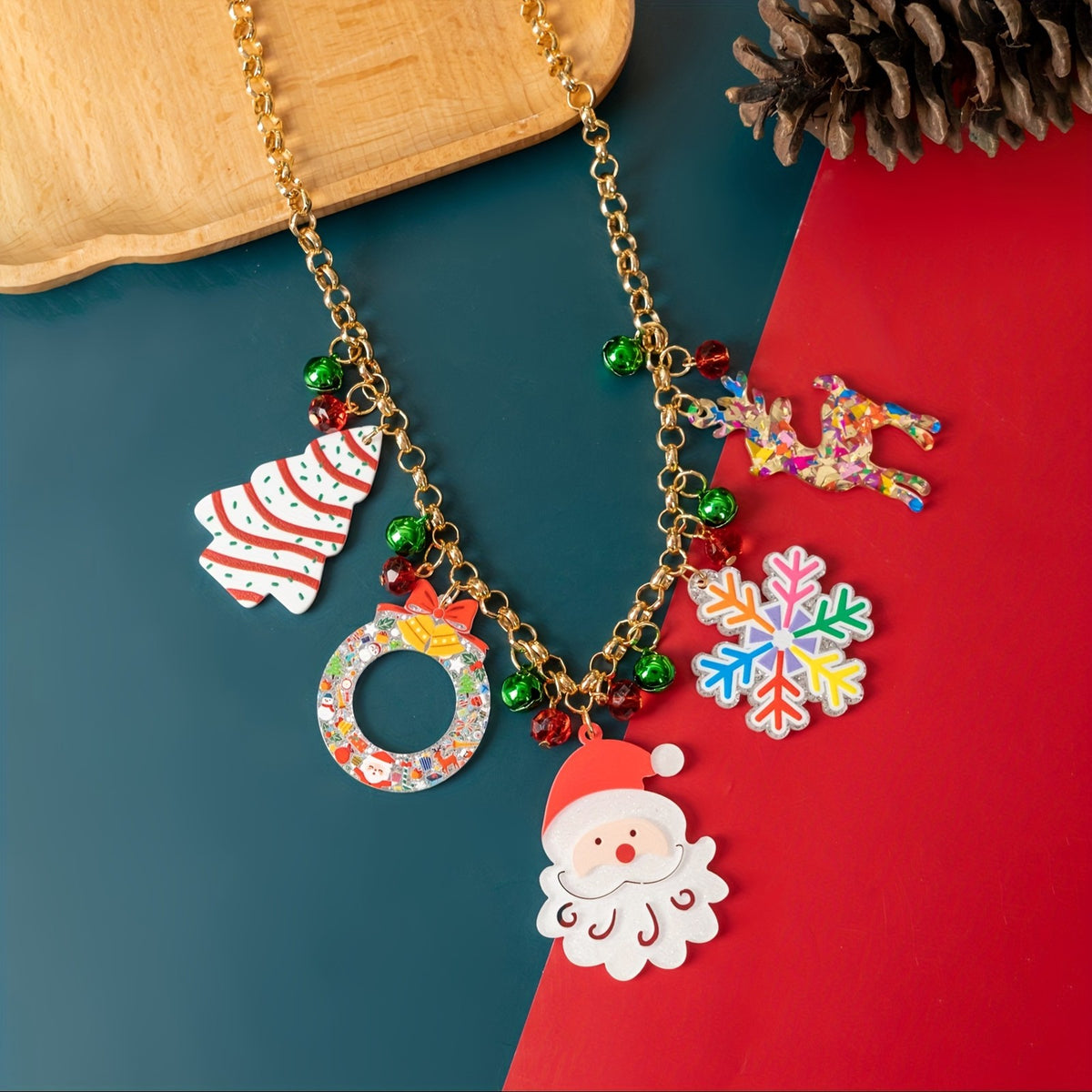 Cute Christmas Santa Charm Necklace