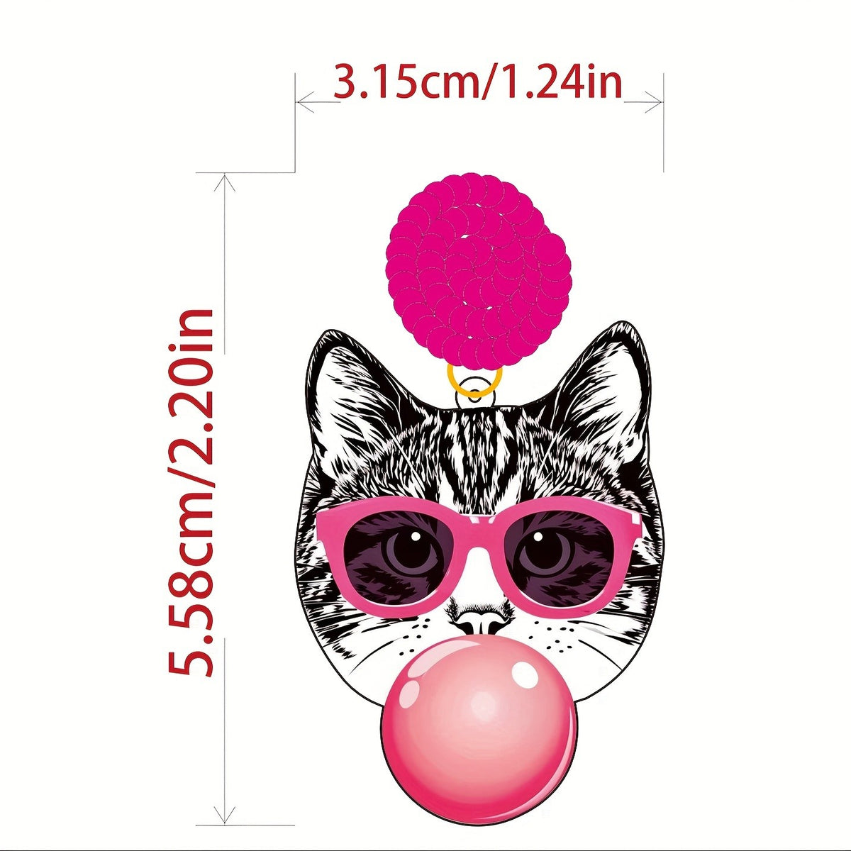 14k Cute Cat Bubblegum Earrings