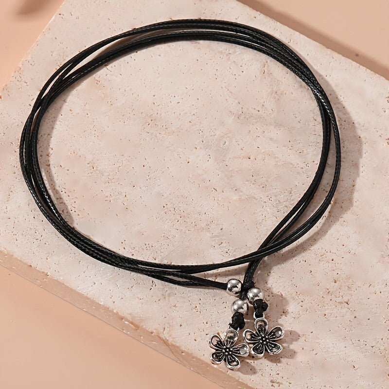 Adjustable Boho Floral Rope Anklet