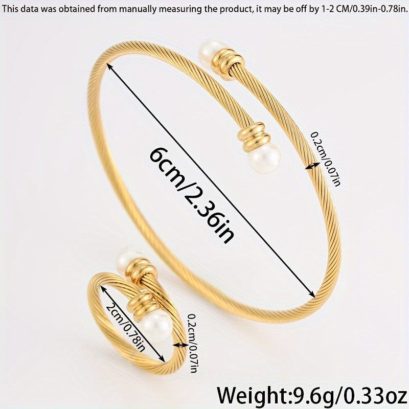 18k Classy Twisted Turquoise Bangle & Ring Set