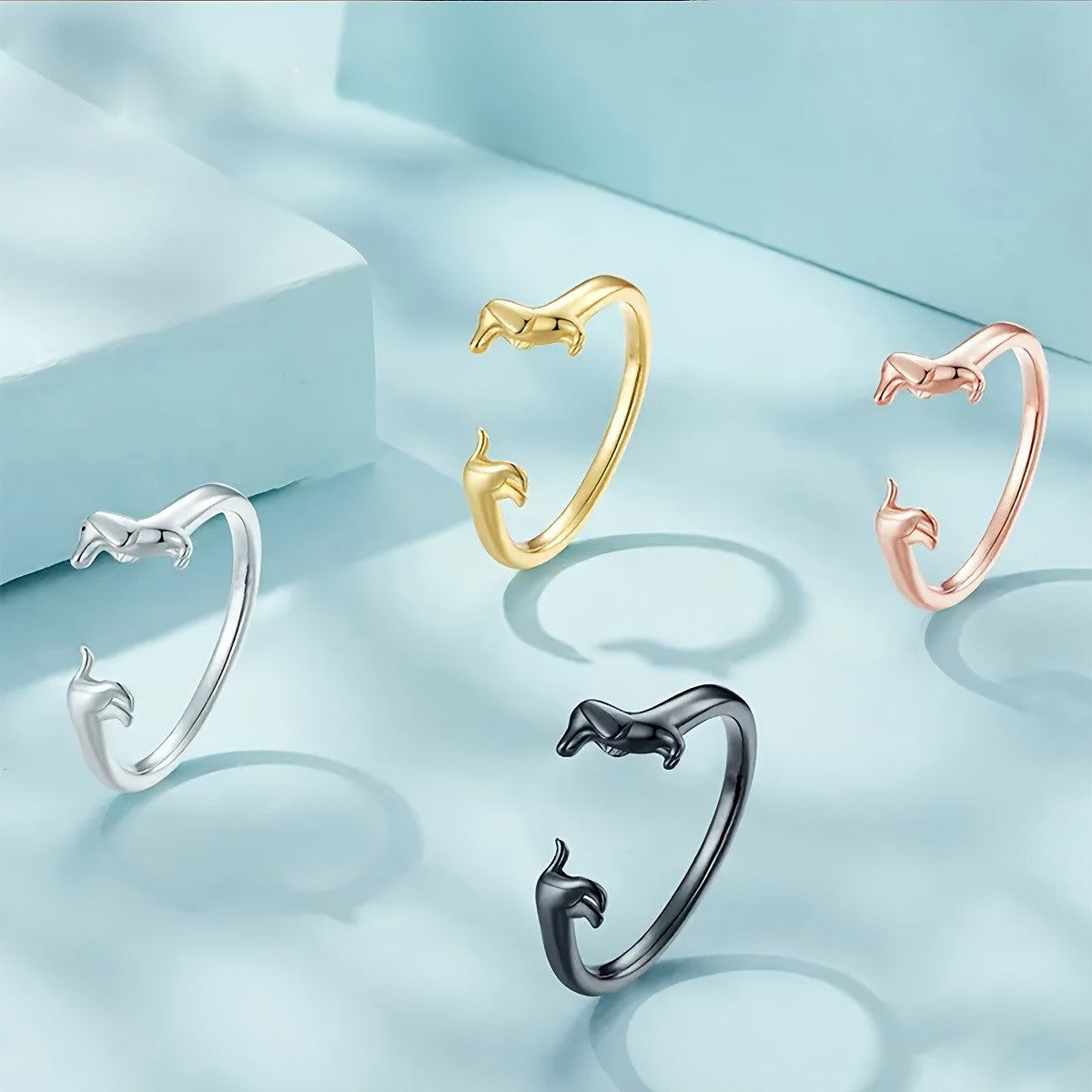 Boho Dachshund Puppy Ring Set