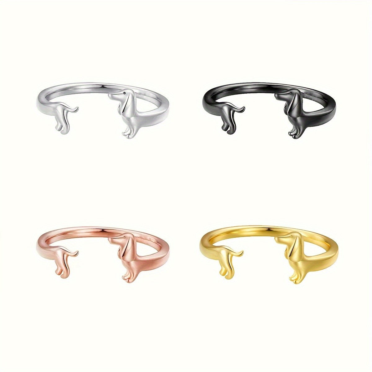 Boho Dachshund Puppy Ring Set