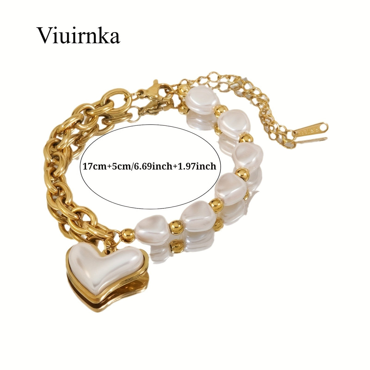 18k Elegant Baroque Pearl Heart Bracelet