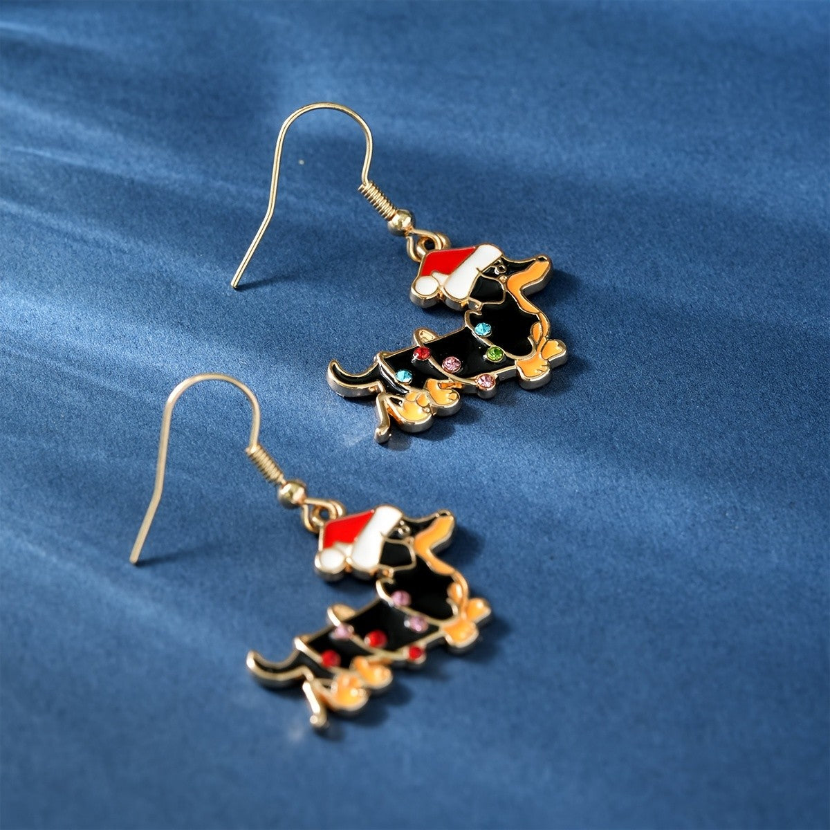 Cute Christmas Dachshund Earrings